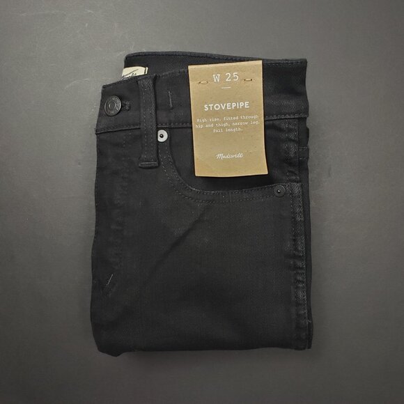 Madewell Stovepipe High-Rise Jeans Women's Size 25 in Black Rinse Wash MSRP $138 - Picture 16 of 16